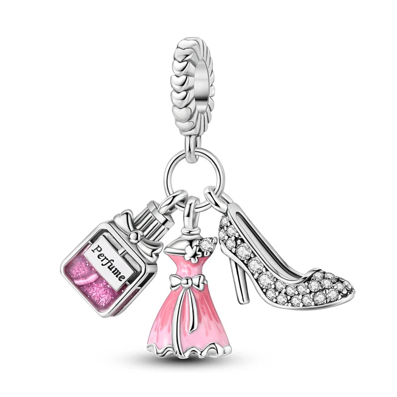 Silver Series Headphones Shoes Bike Charm Beads Fits Charm Bracelets Pendant