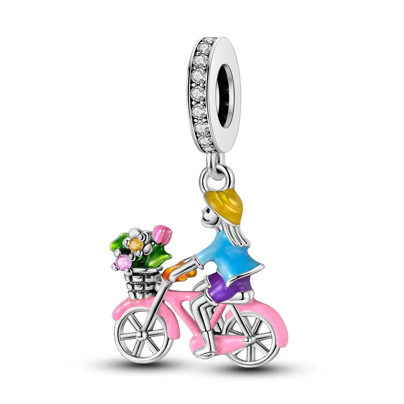 Silver Series Headphones Shoes Bike Charm Beads Fits Charm Bracelets Pendant