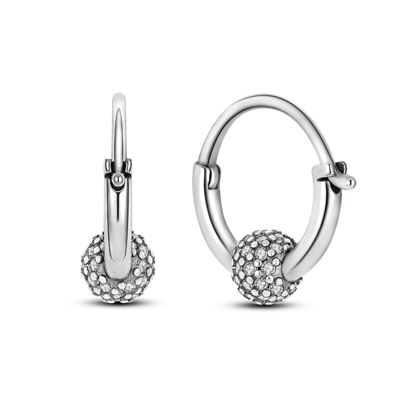 925 Sterling Silver Double Hoop Star Heart Zircon Earrings for Women Jewelry Gift