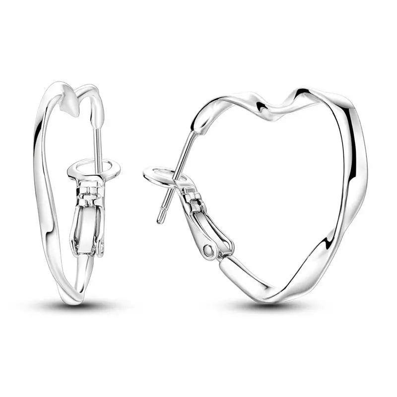 925 Sterling Silver Double Hoop Star Heart Zircon Earrings for Women Jewelry Gift