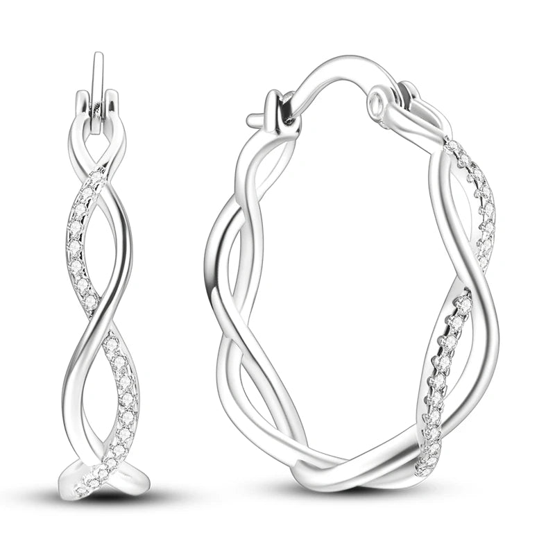 925 Sterling Silver Double Hoop Star Heart Zircon Earrings for Women Jewelry Gift