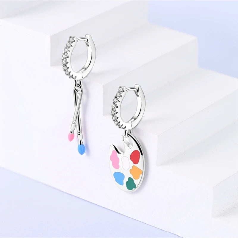 925 Sterling Silver Sketchboard Drop Earrings Women Fashion Party Elegant Jewelry Gift