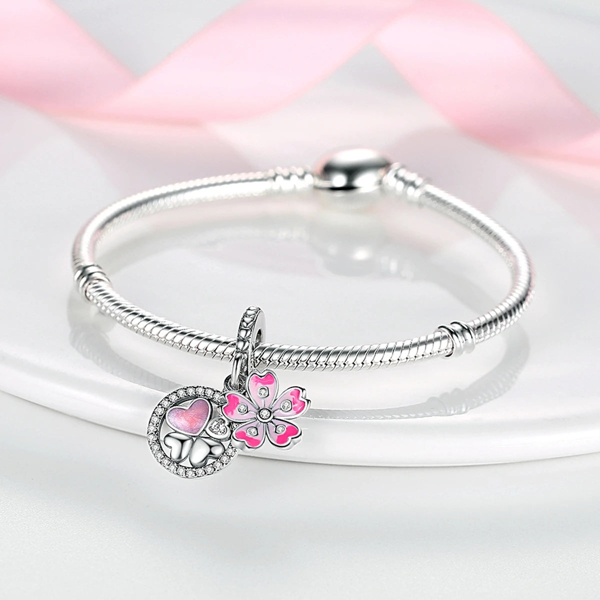 925 Sterling Silver Tulip Daisy Flower Charms Fit Bracelet Bangle Women Jewelry Gift