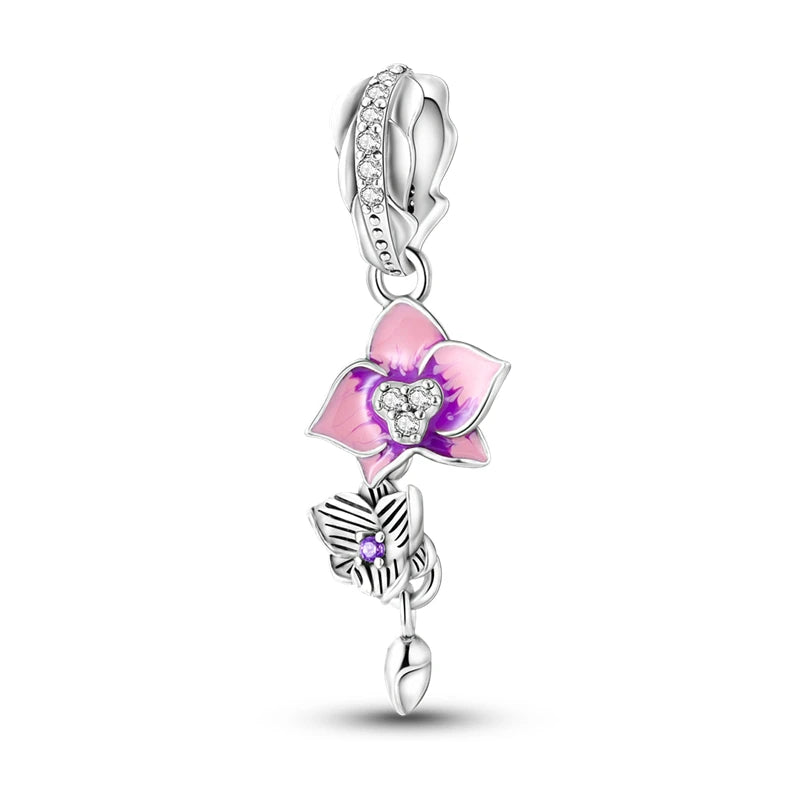 925 Sterling Silver Tulip Daisy Flower Charms Fit Bracelet Bangle Women Jewelry Gift