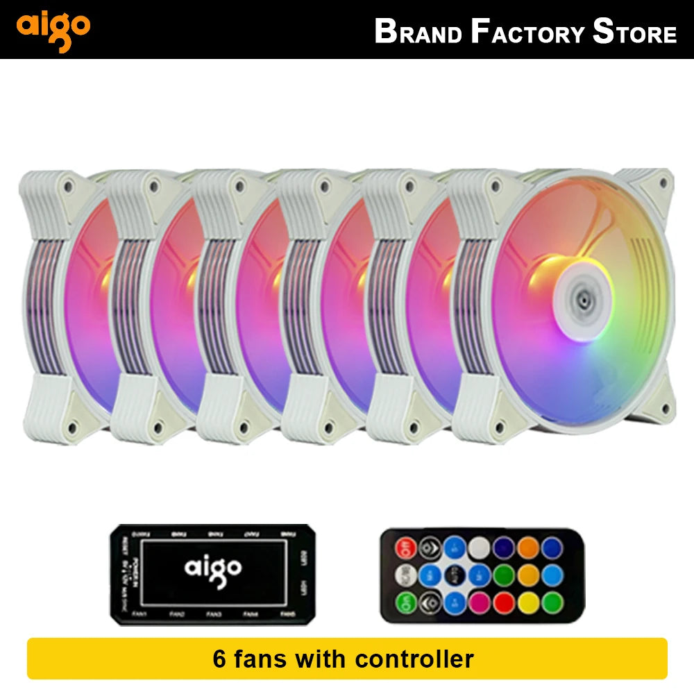 Aigo AR12 120mm pc computer Case Fan RGB Heatsink aura sync sata port 12cm Cooler argb Silent controller fan cooling ventilador