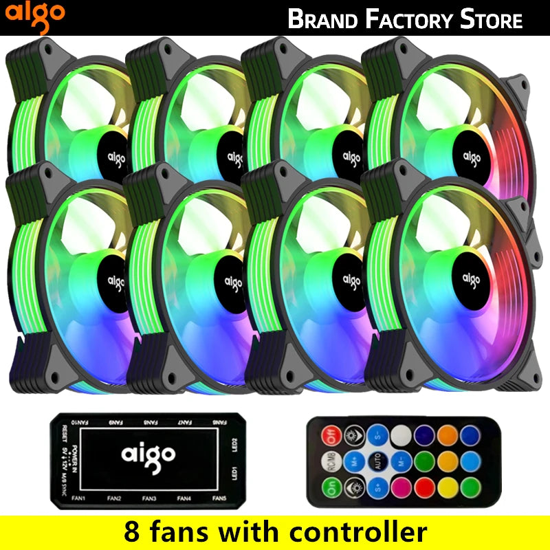 Aigo AR12 120mm pc computer Case Fan RGB Heatsink aura sync sata port 12cm Cooler argb Silent controller fan cooling ventilador