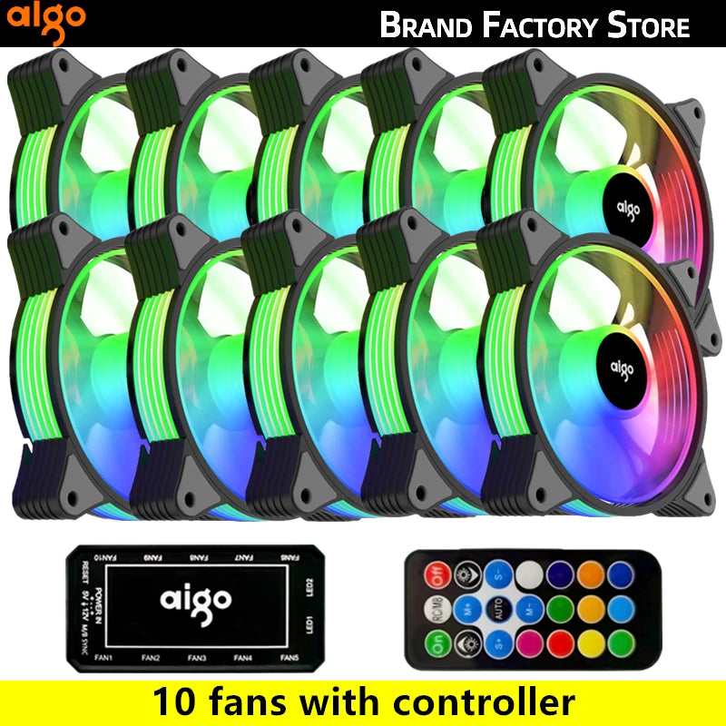 Aigo AR12 120mm pc computer Case Fan RGB Heatsink aura sync sata port 12cm Cooler argb Silent controller fan cooling ventilador