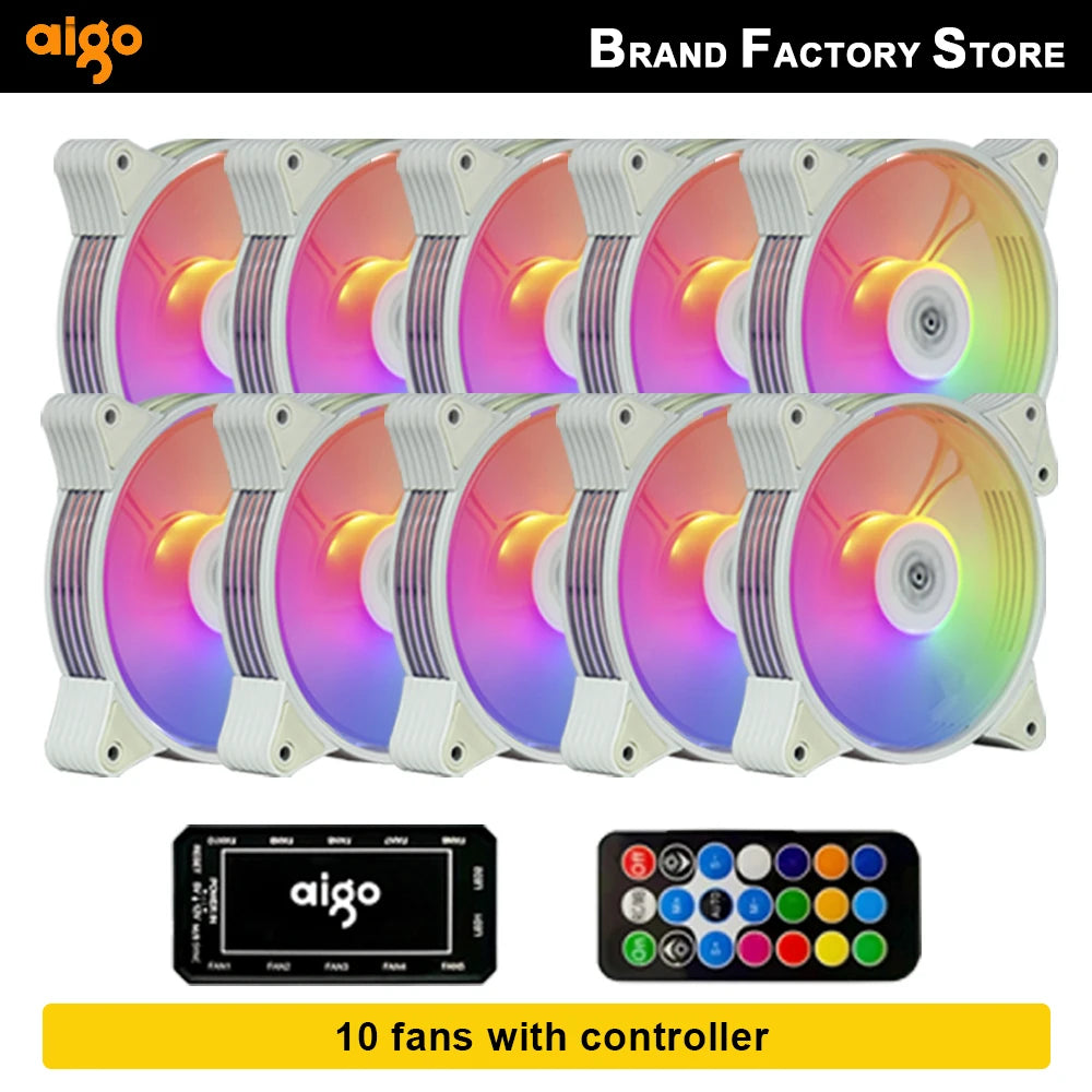 Aigo AR12 120mm pc computer Case Fan RGB Heatsink aura sync sata port 12cm Cooler argb Silent controller fan cooling ventilador