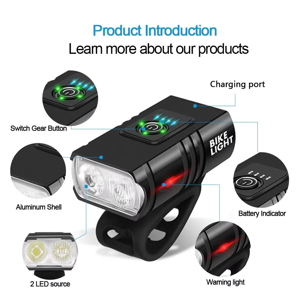 Bike Light T6 LED USB Rechargeable Bicycle Lights 6 Modes MTB Flashlight Bicycle Headlight for Cycling Bicycle Front Lamp