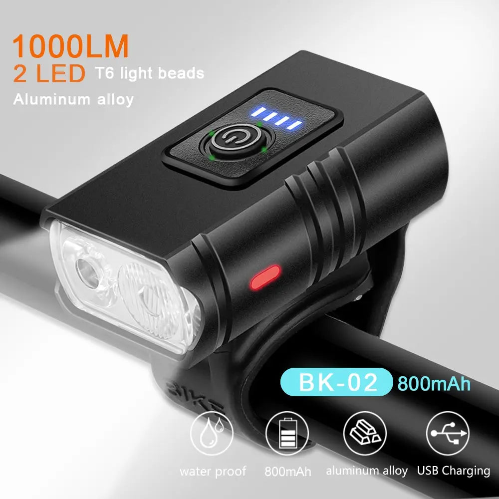 Bike Light T6 LED USB Rechargeable Bicycle Lights 6 Modes MTB Flashlight Bicycle Headlight for Cycling Bicycle Front Lamp