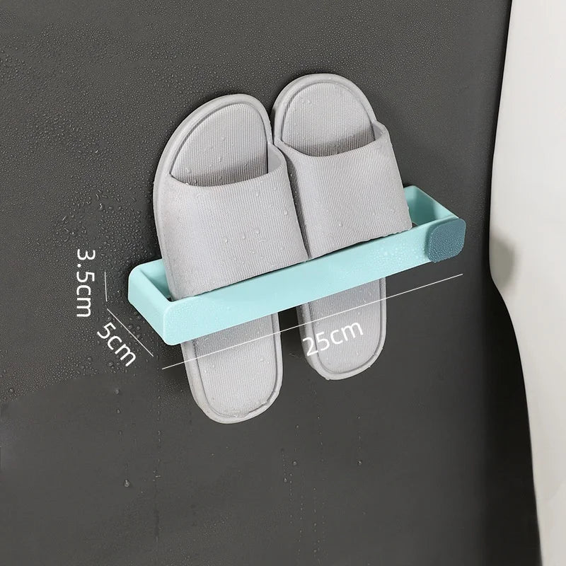 Bathroom Slipper Shelf No Punching Wall Mounted one Piece Shoe Rack Space Saving Shelf Bathroom Hanging