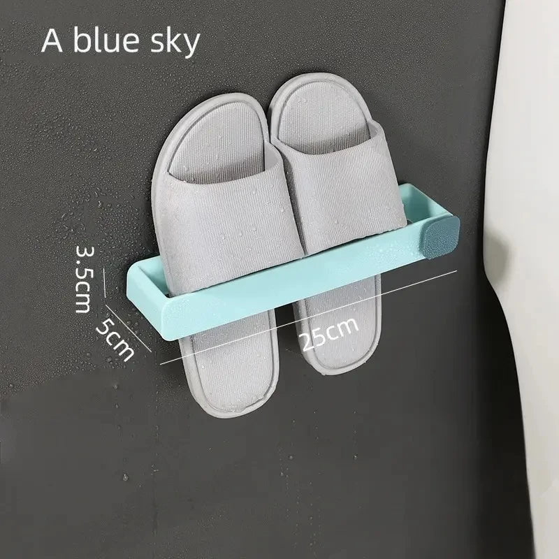 Bathroom Slipper Shelf No Punching Wall Mounted One Piece Shoe Rack Space Saving Shelf Bathroom Hanging