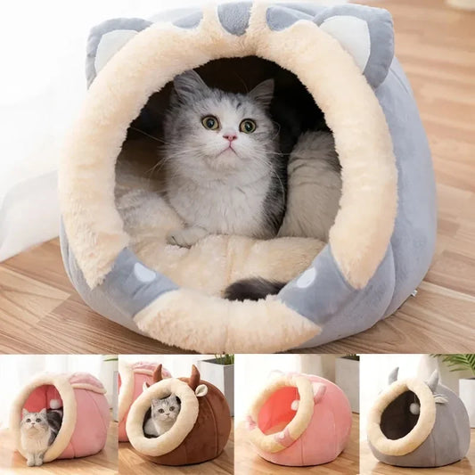 Cozy Cat Bed House - Round Pet Sleeping Cave & Kitten Lounger