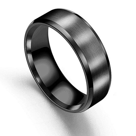 Custom Engraved Stainless Steel Black Rings for Men & Women