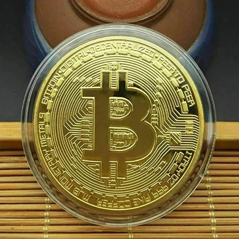 Gold Plated Bitcoin Coin Collectible Art Collection Gift Physical Commemorative Casascius Metal Antique Imitation Happy Birthday