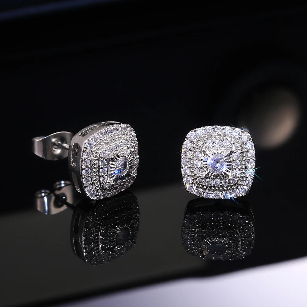 Brilliant Square Cubic Zirconia Stud Earrings