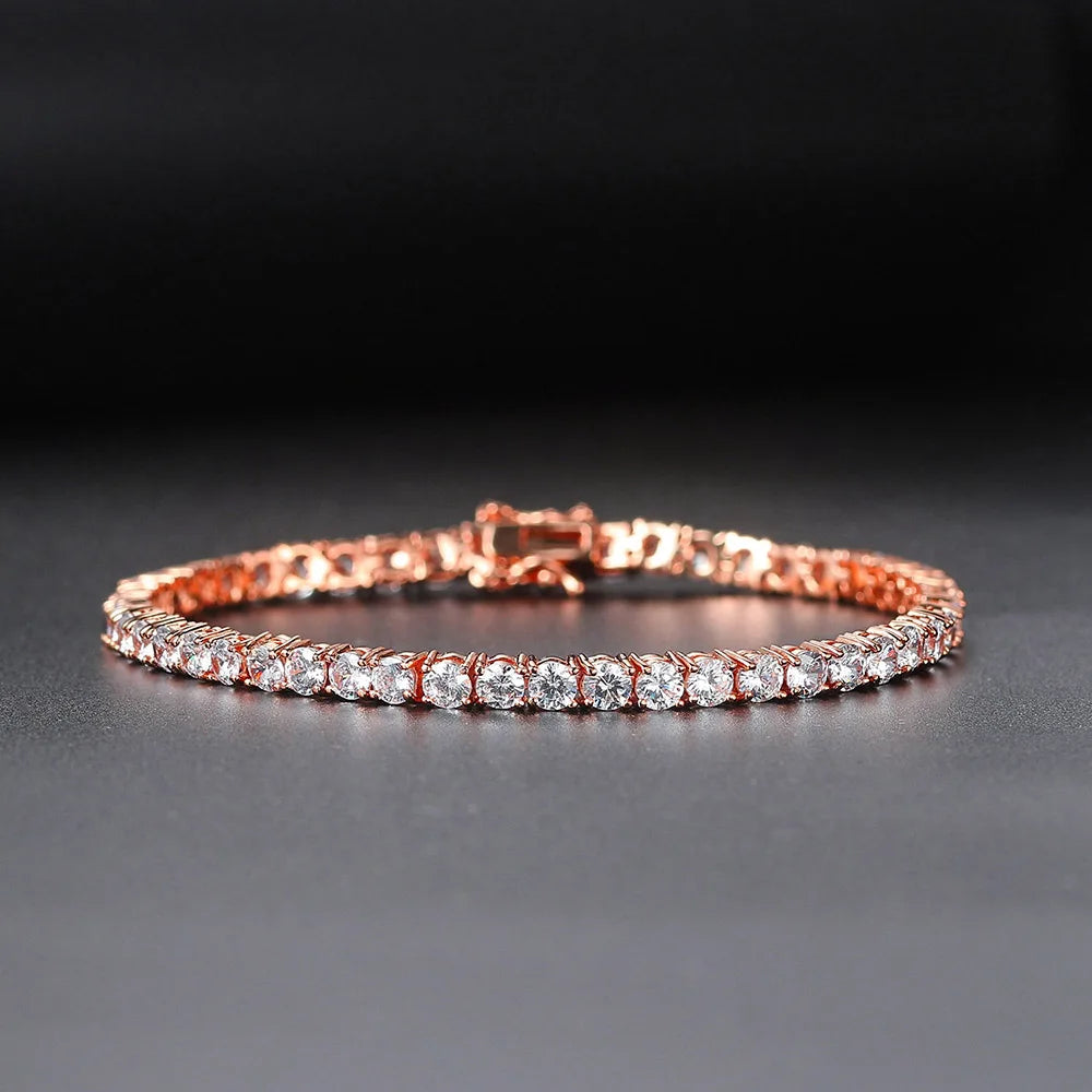 Iced Out Crystal Tennis Bracelet for Women Punk  Cubic Zirconia Wedding Gold Color Hand Chain Jewelry OHH118