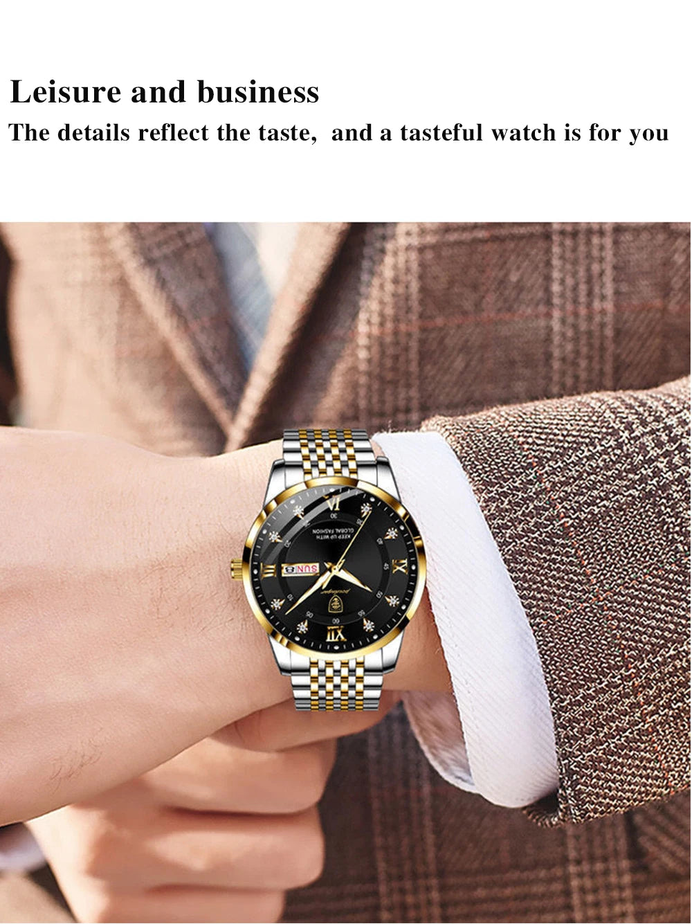 POEDAGAR Men Watches Stainless Steel Push Button Hidden Clasp Week Date Waterproof Luminous Top Brand Luxury Quartz Wristwatch