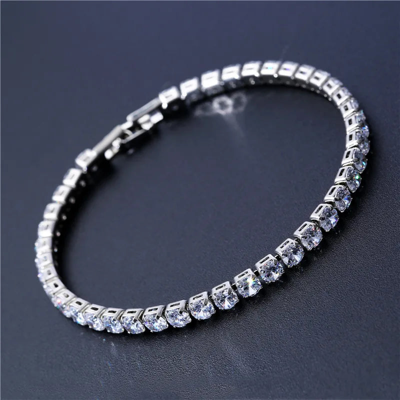 Fashion Charm CZ Tennis Bracelet for Women Crystal Zircon Jewelry Adjustable Gold Silver Color Box Chain Bracelets Gift