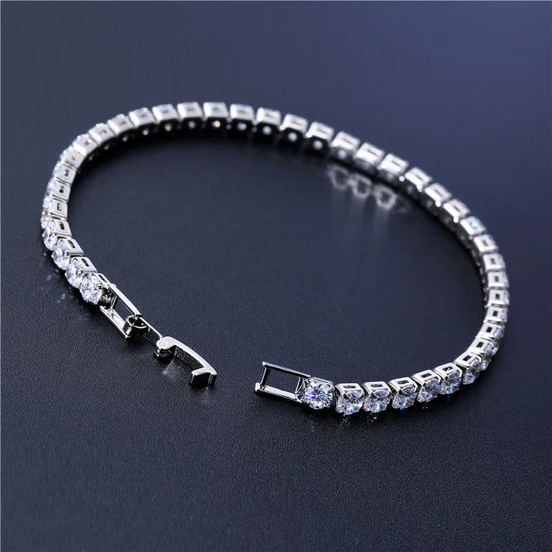 Fashion Charm CZ Tennis Bracelet for Women Crystal Zircon Jewelry Adjustable Gold Silver Color Box Chain Bracelets Gift