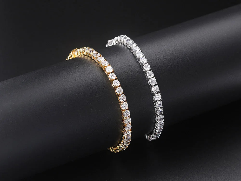 Iced Out Crystal Tennis Bracelet for Women Punk  Cubic Zirconia Wedding Gold Color Hand Chain Jewelry OHH118