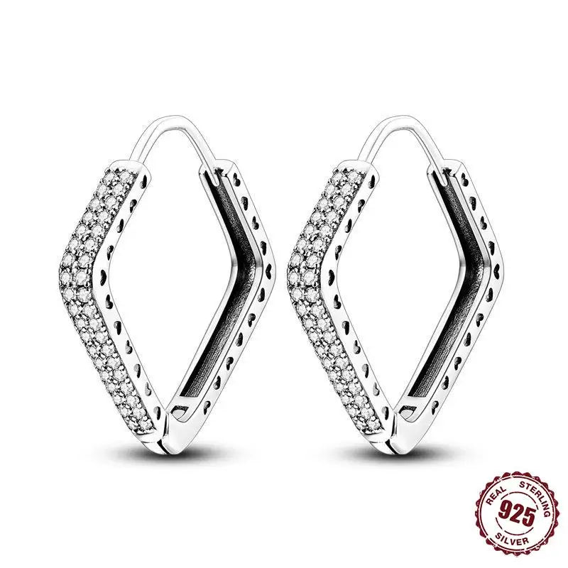 925 Sterling Silver Heart Star Hoop Earrings CZ Women Fine Jewelry Gifts