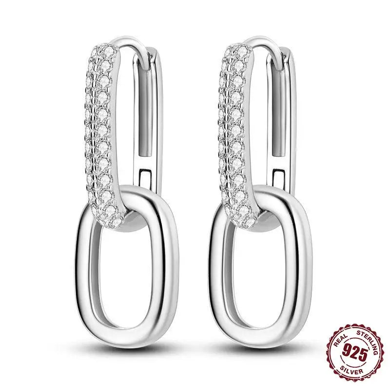 925 Sterling Silver Heart Star Hoop Earrings CZ Women Fine Jewelry Gifts