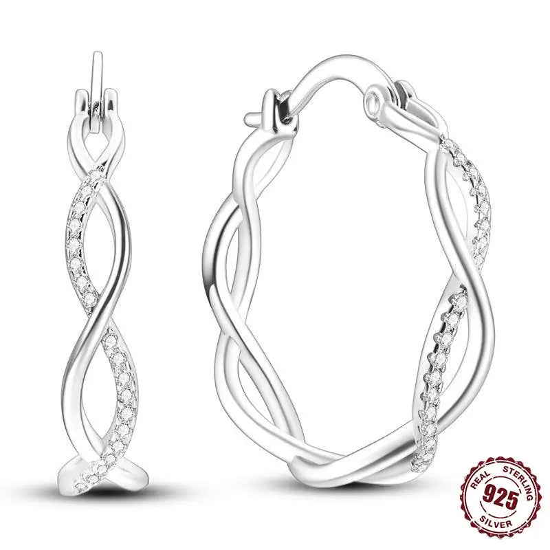 925 Sterling Silver Heart Star Hoop Earrings CZ Women Fine Jewelry Gifts