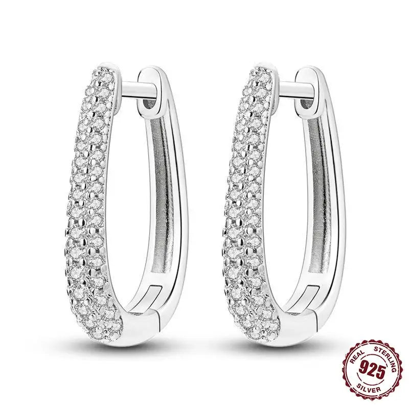 925 Sterling Silver Heart Star Hoop Earrings CZ Women Fine Jewelry Gifts