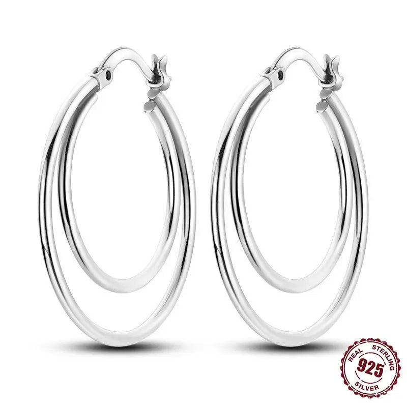 925 Sterling Silver Heart Star Hoop Earrings CZ Women Fine Jewelry Gifts