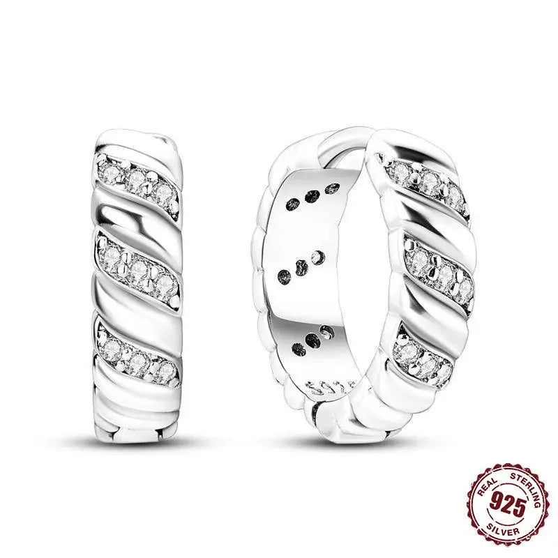 925 Sterling Silver Heart Star Hoop Earrings CZ Women Fine Jewelry Gifts