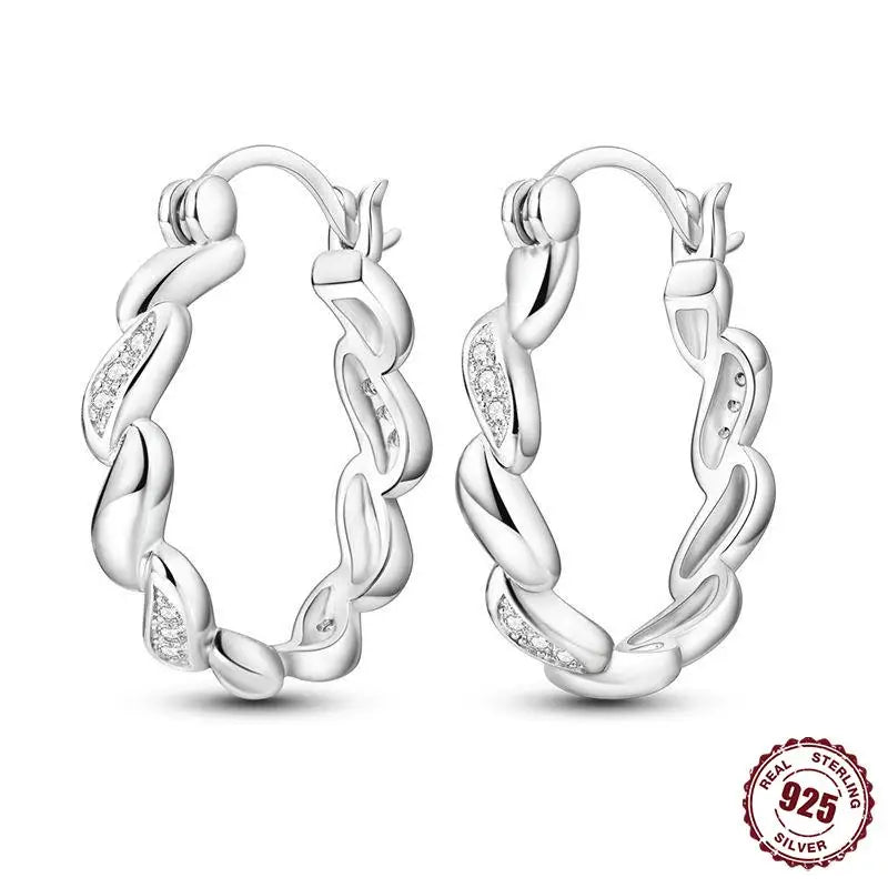 925 Sterling Silver Heart Star Hoop Earrings CZ Women Fine Jewelry Gifts