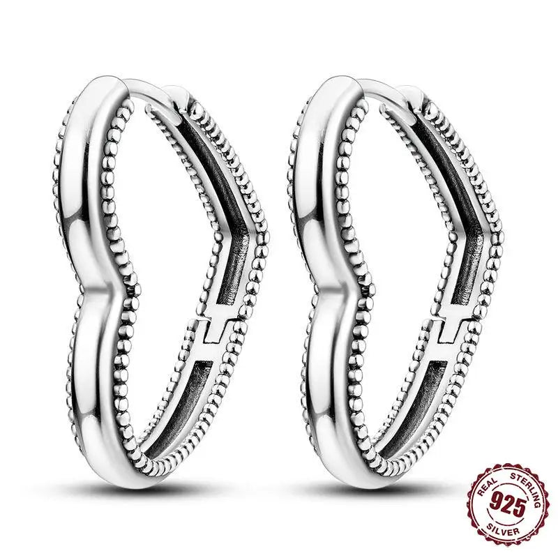 925 Sterling Silver Heart Star Hoop Earrings CZ Women Fine Jewelry Gifts