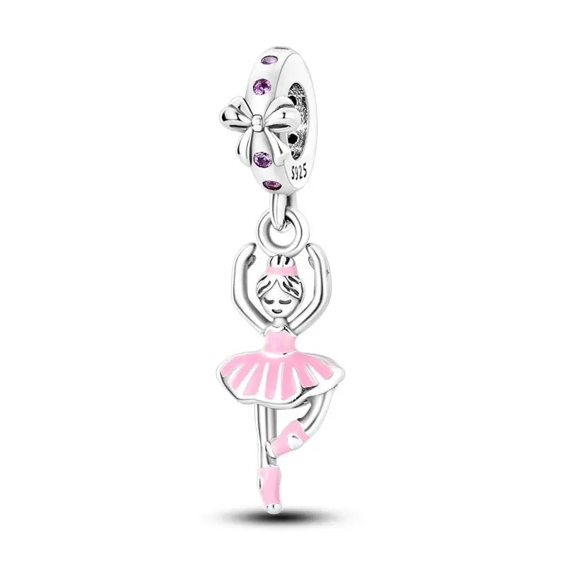 Silver Pink Series Perfume Butterfly Charms Fit Original Charm Bracelets For Women