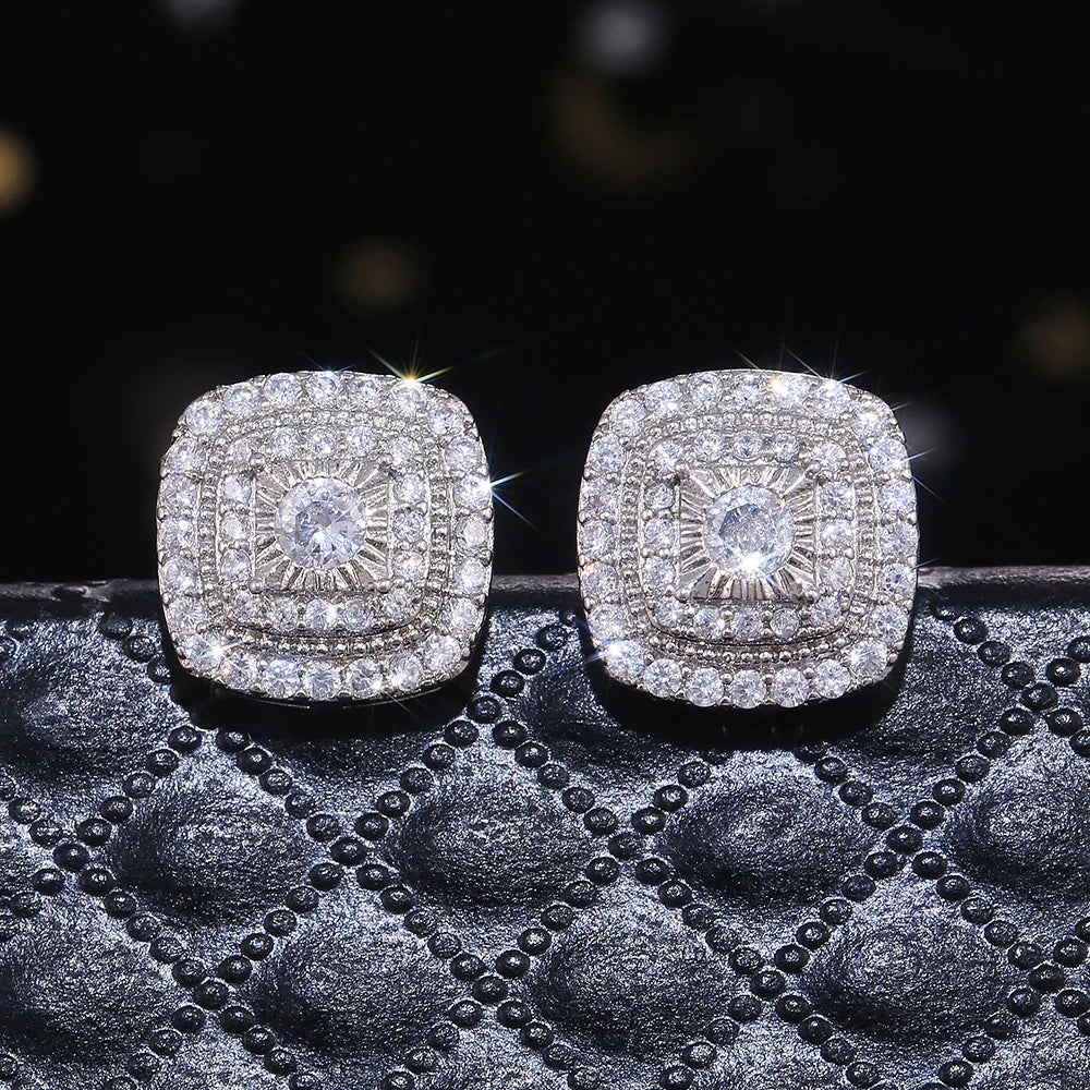 Brilliant Square Cubic Zirconia Stud Earrings