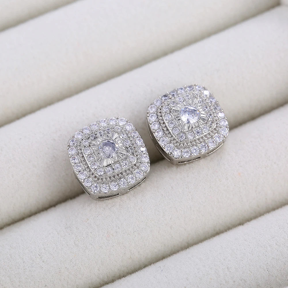 Brilliant Square Cubic Zirconia Stud Earrings