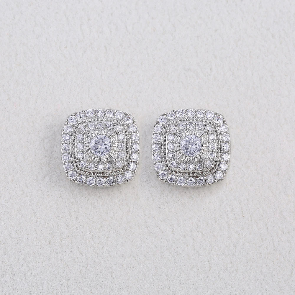 Brilliant Square Cubic Zirconia Stud Earrings