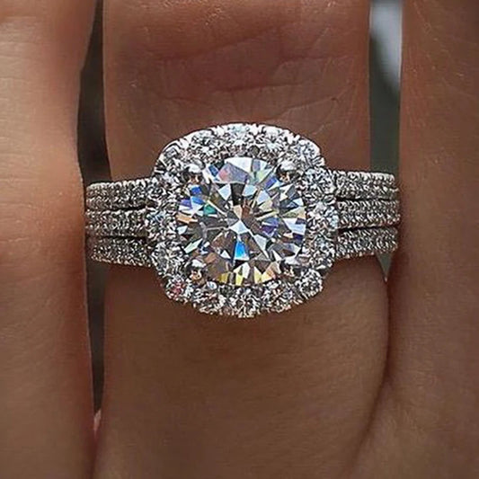 Elegant Silver Cushion Engagement Ring for Women