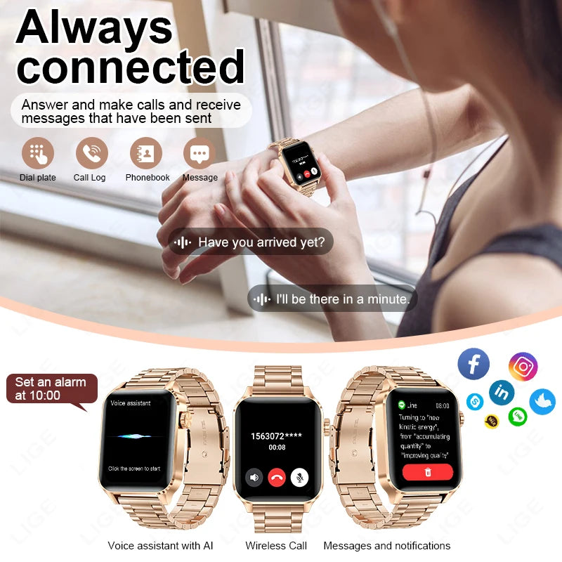 LIGE Bluetooth Call Smart Watches Women