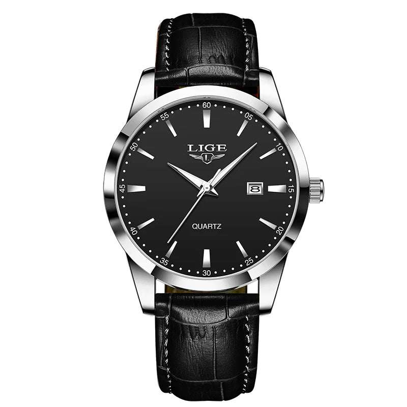 LIGE Leather Military Waterproof Watches For Women