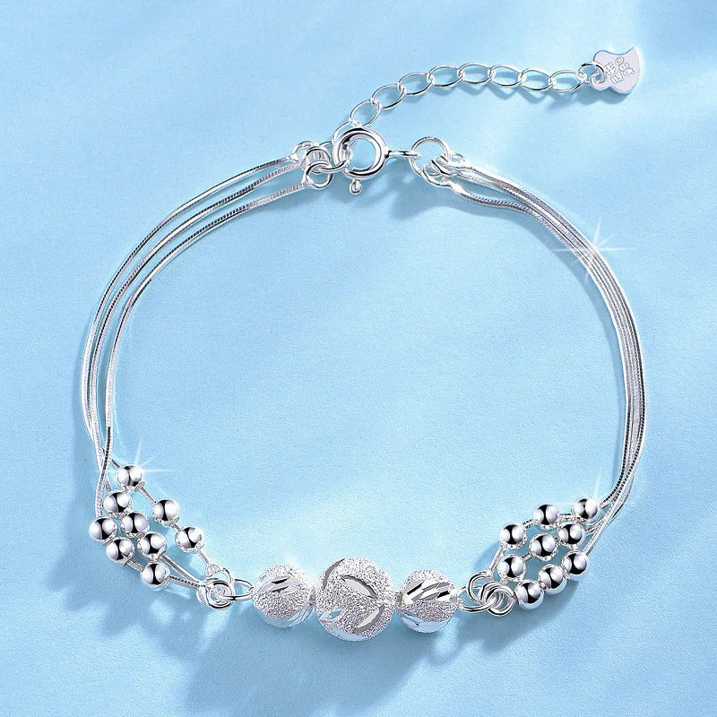 Silver Star Beaded Bracelets - Designer Double Layered Adjustable Party Jewelry