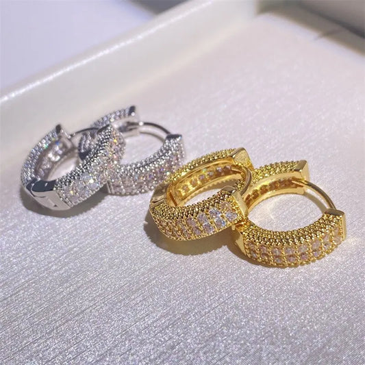 Luxury Cubic Zirconia Gold Color Zircon Hoop Earrings For Women Luxury Circle Crystal Girls Party Jewelry