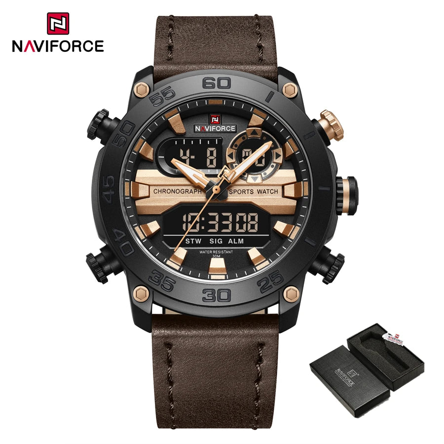 Men Digital Watch Military Style Sports Watches Dual Display Waterproof Electronic Quartz Wristwatch