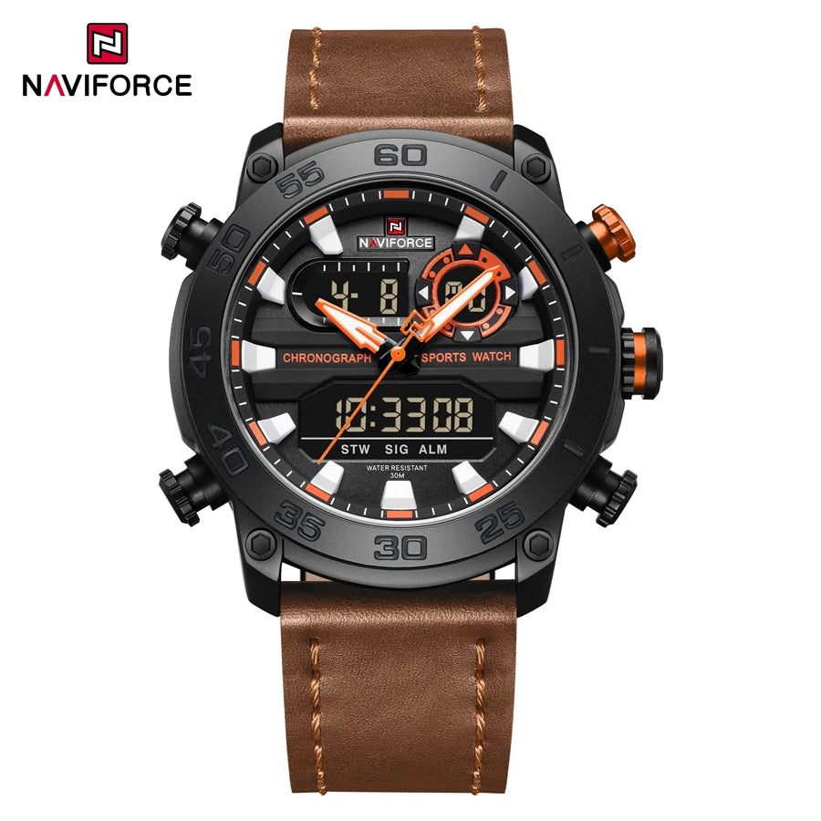 Men Digital Watch Military Style Sports Watches Dual Display Waterproof Electronic Quartz Wristwatch