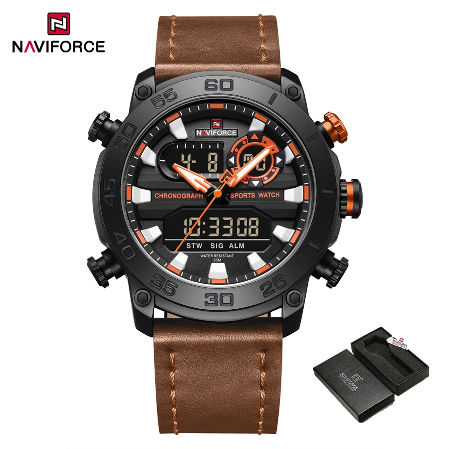 Men Digital Watch Military Style Sports Watches Dual Display Waterproof Electronic Quartz Wristwatch