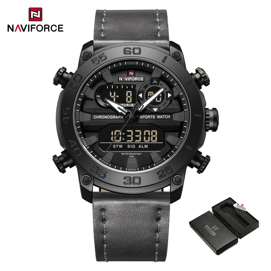 Men Digital Watch Military Style Sports Watches Dual Display Waterproof Electronic Quartz Wristwatch