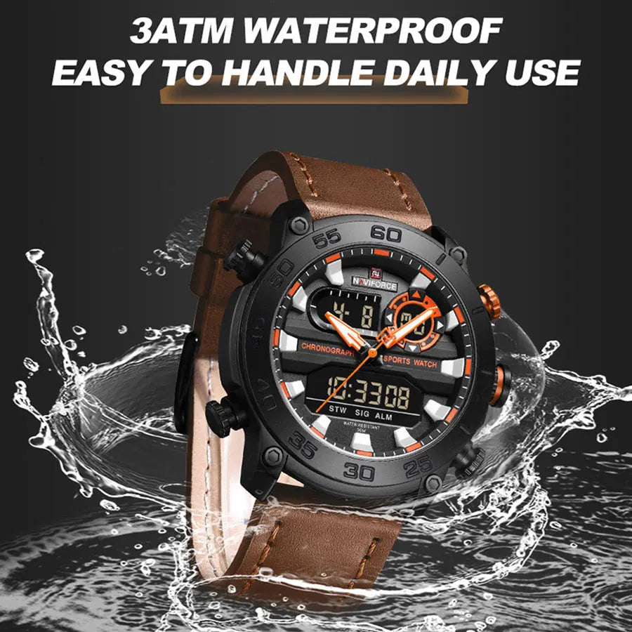 Men Digital Watch Military Style Sports Watches Dual Display Waterproof Electronic Quartz Wristwatch