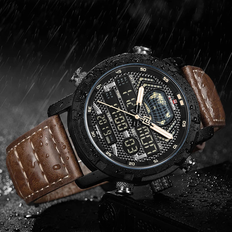 Mens Watches To Men Leather Sports Watches Man Quartz Digital Waterproof Military Watch