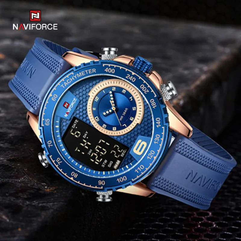 Unique Design Men's LCD Display Watch Luxury Luminous Silicone Strap Waterproof Wristwatche