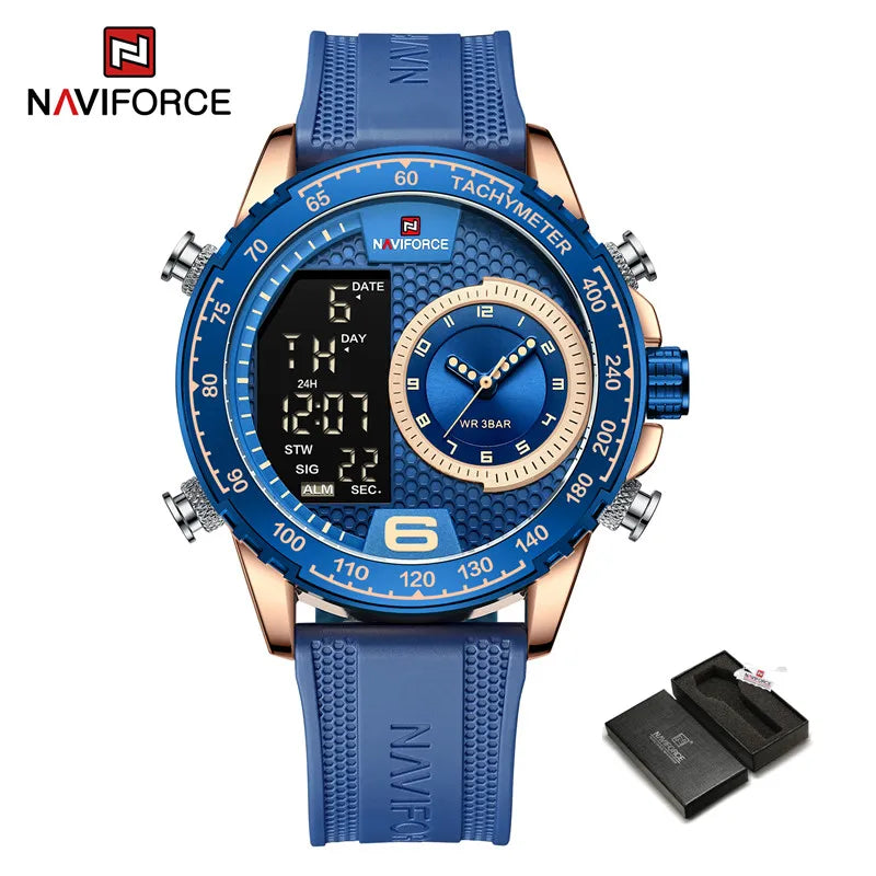 Unique Design Men's LCD Display Watch Luxury Luminous Silicone Strap Waterproof Wristwatche